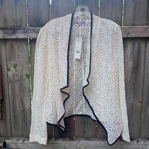 NY Collection open crochet top sz. L